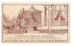 HOLD TO THE HEAT*MONTPELIER VT*GW WILDER*AIKEN'S PIANO POLISH*TRADE CARD - Picture 1 of 2