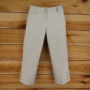 Charter Club Pants Cropped Length Womens Sz 2P Beige Cotton Blend Chinos Pockets - Picture 1 of 8