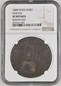 SPAIN GERONA PROVINCE DURO PROVISIONAL COINAGE NGC XF DETAILS - Picture 1 of 2