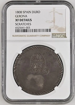 SPAIN GERONA PROVINCE DURO PROVISIONAL COINAGE NGC XF DETAILS - Image 1 of 2