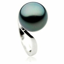 Echter schwarzer 12 mm Pacific Pearls® AAA Tahiti-Perlenring Bestes...