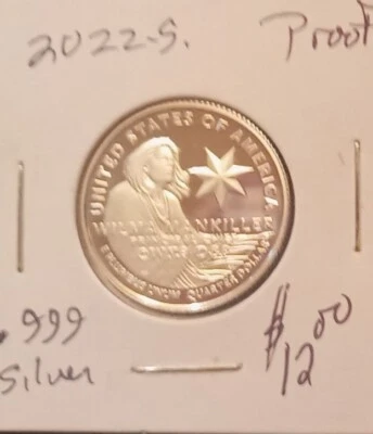 2022 S Wilma Manklller Washington Quarter .999 SILVER Proof FROSTY Chief Cher A - Image 1 of 4