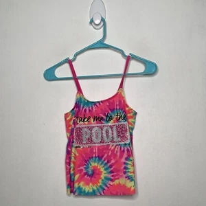 Justice Tankini Swim Top Girls Size 8 Pink Flip Sequin Bikini - Picture 1 of 5