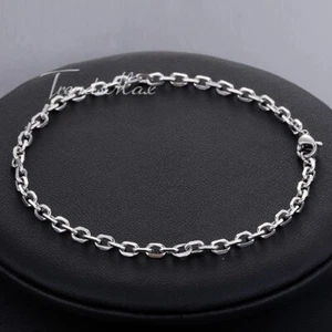3mm 7" Mens Chain Silver Tone Stainless Steel Rolo Cable Link Bracelet Wristhand - Picture 1 of 6