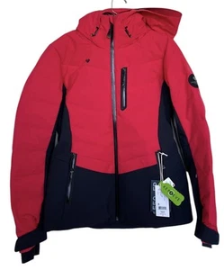 Obermeyer Ski Jacket Womens Size 8 Down Ski Patrol Red Black Snowboarding $349 - Picture 1 of 12