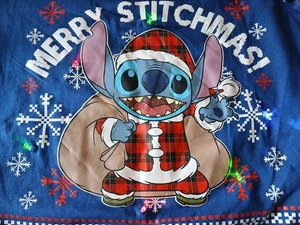 Maglione Pullover Natalizio Lilo & Stitch Light Up Blu Taglia L (11/13) - Foto 1 di 9