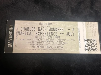 Charles Bach Ticket Stub July 27th 2019 Magic  - Image 1 of 4