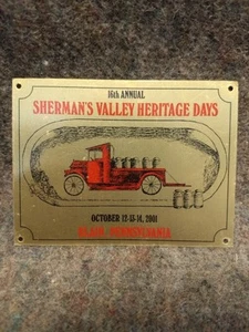 Shermans Valley Heritage Days plaque Perry County, PA 2001 - Picture 1 of 1