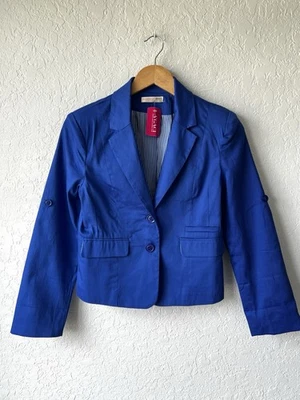 Agaci Womens S Royal Blue Blazer Jacket Work Wear Stretch Roll Tab Sleeves NEW - Image 1 of 4
