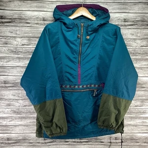 Vintage L.L. Bean Anorak Jacket Mens Medium Multicolor Hooded Colorblock USA 90s - Picture 1 of 10