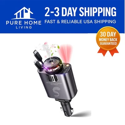 Luxury Fast Charging Car Charger with Retractable Cables & Mood Lighting Feature - Image 1 of 4