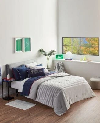 Edredón completo/queen a rayas gris Lacoste Home Foto 1 de 3