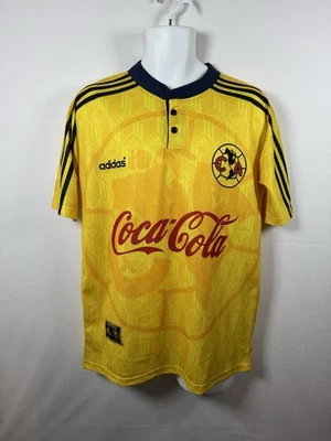 Camiseta de fútbol vintage Club América Adidas Sol Coca Cola amarilla talla pequeña Foto 1 de 4