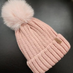 Toddler Knitted Beanie Pom Pom Winter Hat Pink NEW Without Tags - Picture 1 of 4