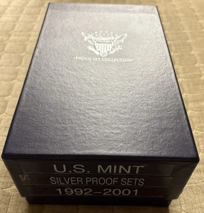 US Mint 1992-2001 Premier Silver Proof Sets Complete 10 Sets in  US mint Case - Picture 1 of 4