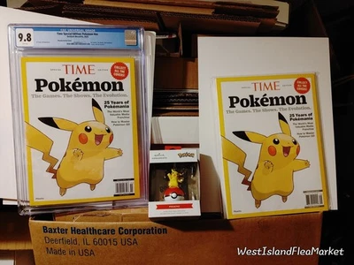 POKEMON TIME MAGAZINE SPECIAL EDITION PIKACHU RAW & GRADED CGC 9.8 WITH ORNAMENT - Image 1 of 4