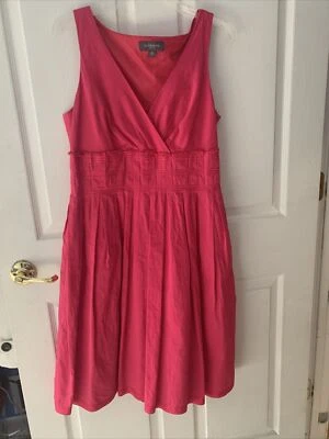 Vestido Liz Claiborne Talla 12 Rosa Caliente Sin Mangas Plisado Hasta la Rodilla Forrado Foto 1 de 4