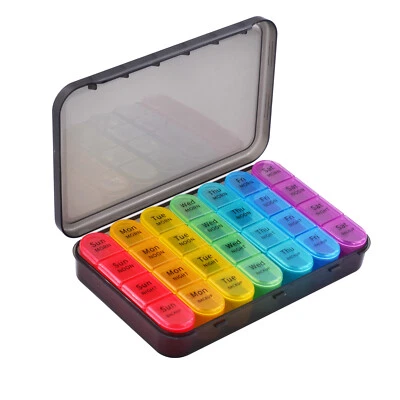 Weekly Pill Box Organizer 7 Days Organizer Cases Medicine Storage 4 Times a Day  - Image 1 of 4