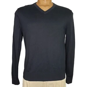 Lands End Pullover Sweater Mens Medium 38 40 Blue Supima Cotton Knit V Neck L/S - Picture 1 of 5