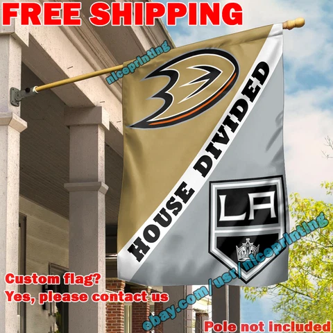 Anaheim Ducks vs. Los Angeles Kings House Divided Flag Banner 28x40" NHL 2022 Cover