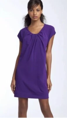 Vestido DIANE VON FURSTENBERG Púrpura Shalom Tejido Ponte DVF Plisado Cambio Talla 4 Foto 1 de 4