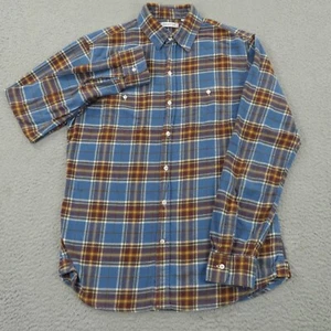 Gustin Shirt Mens Large Blue Shadow Plaid Buffalo Check Cotton Flannel Button Up - Picture 1 of 14