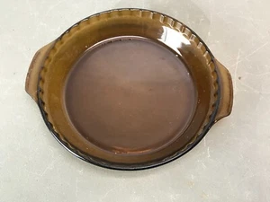 vintage Anchor Hocking #470 Brown Amber 10" Pie Plate Dish Made In USA - Picture 1 of 4