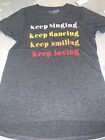 Vintage Graphic Shirt Sz M Gray Jerry Leigh Crew Tee Keep Singing Dancing Smilin
