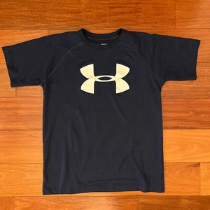 Youth Under Armour Short Sleeve Shirt Loose Heatgear Navy Blue Size Medium - Picture 1 of 7