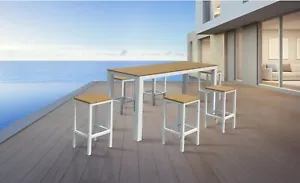 Brume 7 Pieces Outdoor Bar Set Bar Table Patio Balcony Garden Backyard Furniture - Picture 1 of 6