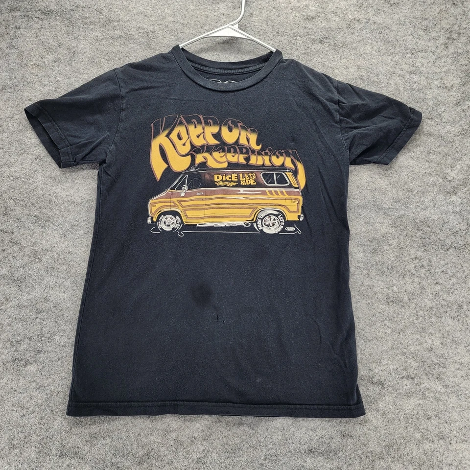 Camisa Revista Dados Vintage Para Hombre Pequeña Manga Corta Negra Foto 1 de 4