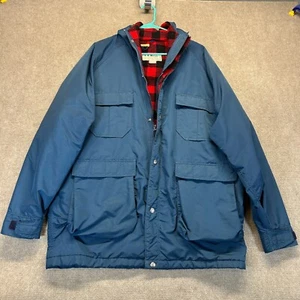 LL Bean Baxter State Parka Jacket Men's Large Flannel Lined Nylon Hooded Vintage - Picture 1 of 18