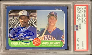 Cecil Fielder Signed 1986 Fleer #653 Rookie Card Blue Jays PSA/DNA Auto Mint 9 - Picture 1 of 3