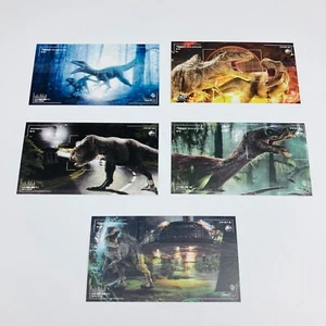 JURASSIC WORLD Dominion 5 Postcard Set Park Blue Beta Raptor T-REX Spinosaurus - Picture 1 of 10