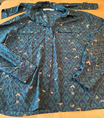 BLUSA VINTAGE JH COLECCIONABLES POLI PATO ABOTONADA CON FAJA EN EL CUELLO CORBATA MUJER TALLA 12 Foto 1 de 4