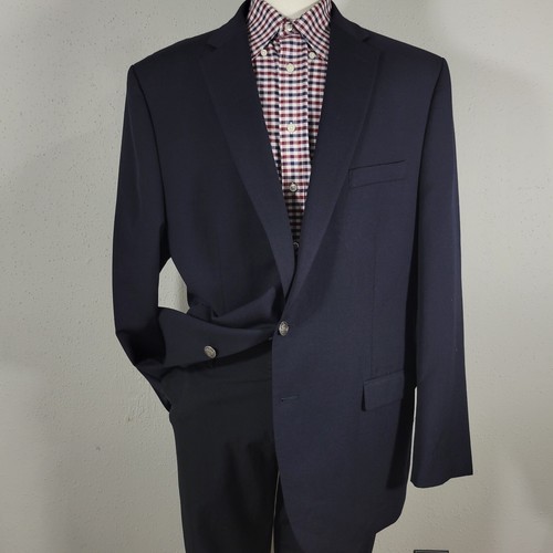 Blazer cappotto sportivo uomo Michael Kors due bottoni blu navy twill poli lana 48L