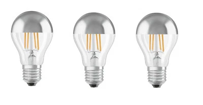 3x Osram LED Kopfspiegellampe silber E27 6,5W=50W warmweiß EEK:E (Spektrum A-G) - Bild 1 von 4