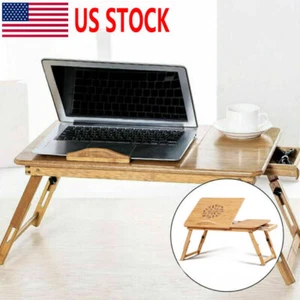Bamboo Portable Folding Legs Laptop Notebook Table Bed Sofa PC Home Desk US NEW - Picture 1 of 9