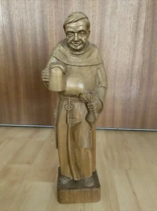Alte geschnitzte Holz - Figur Mönch - Kellermeister Höhe 31 cm - - Bild 1 von 6