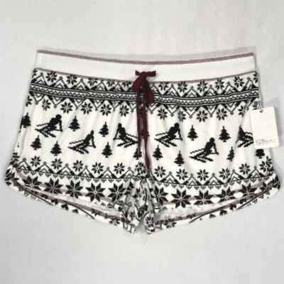 PJ Salvage Lounge Shorts X-Large Terciopelo Esquí Fair Isle Lounge Pijama Marfil Negro Foto 1 de 4