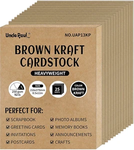 Brown 85Lb Kraft Cardstock - 8.5'' X 11'' 250GSM Cover Card Stock Heavyweight Pa - Picture 1 of 6
