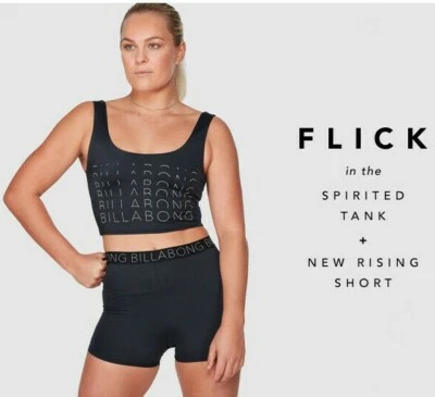 Billabong Spirited Sport Crop Top & Bike Shorts. Size 10 - 14. NWT. RRP $115.98. Foto 1 de 2