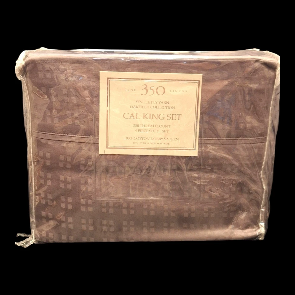 Fine Linens 350 Oakfield Cal King 4 Pc Sheet Set 100% Cotton Dobby Sateen Grey - Image 1 of 4