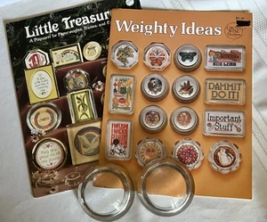 2 GLASS PAPERWEIGHTS & WEIGHTY IDEAS & LITTLE TREASURES CROSS STITCH BOOKS - Picture 1 of 6