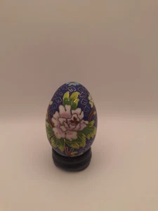 Vintage Cloisonne Oriental Egg On Stand - Picture 1 of 5