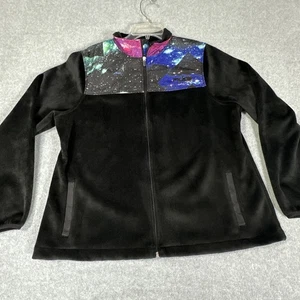 Fila Sport Women's Fleece Jacket XL Black Galaxy Stars Denali Full Zip Coat - Picture 1 of 8