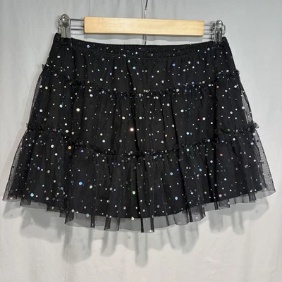 Falda Negra Total Girl Colorida Brillante Con Malla Segunda Capa Talla 10-12 Foto 1 de 4