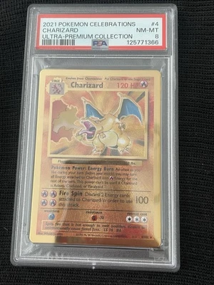 Pokemon Card Charizard 4/102 Gold Metal Celebrations UPC 25th Anniversary PSA 8 - Image 1 of 2