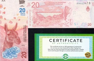 Argentina 20 Pesos Guanaco 2017 UNC banknote Fauna Series KM-361 Sufix B - Picture 1 of 1