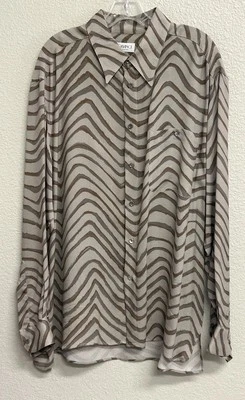 DaVinci Shirt Long Sleeve Rockabilly Gray Brown Print Men’s Size XL Vintage - Image 1 of 4